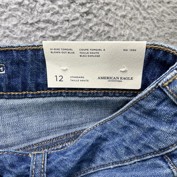 American Eagle Jeans Womens 12 Blue High Rise Tomgirl Distressed - Picture 5 of 15